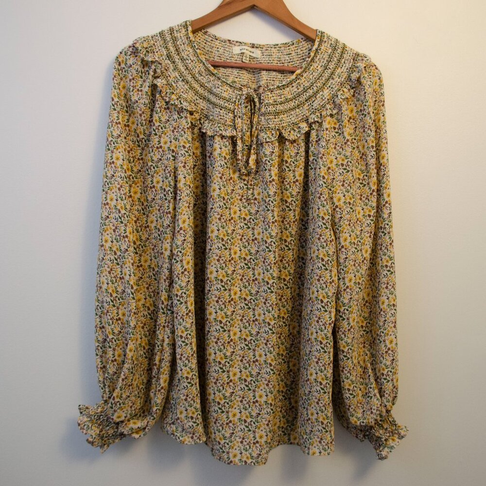 Max Studio Floral Blouse sz L